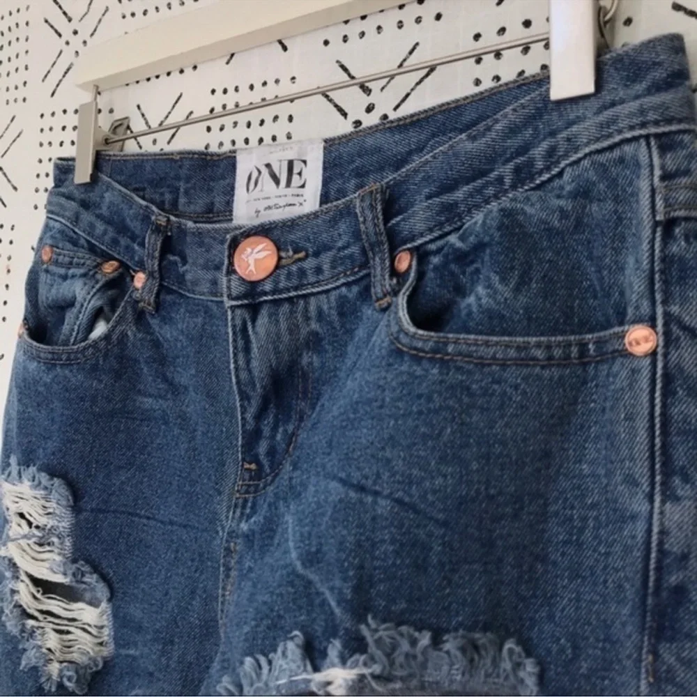 ONE TEASPOON Awesome Baggies Distressed Ripped Tapered Leg Denim Jeans Size 24